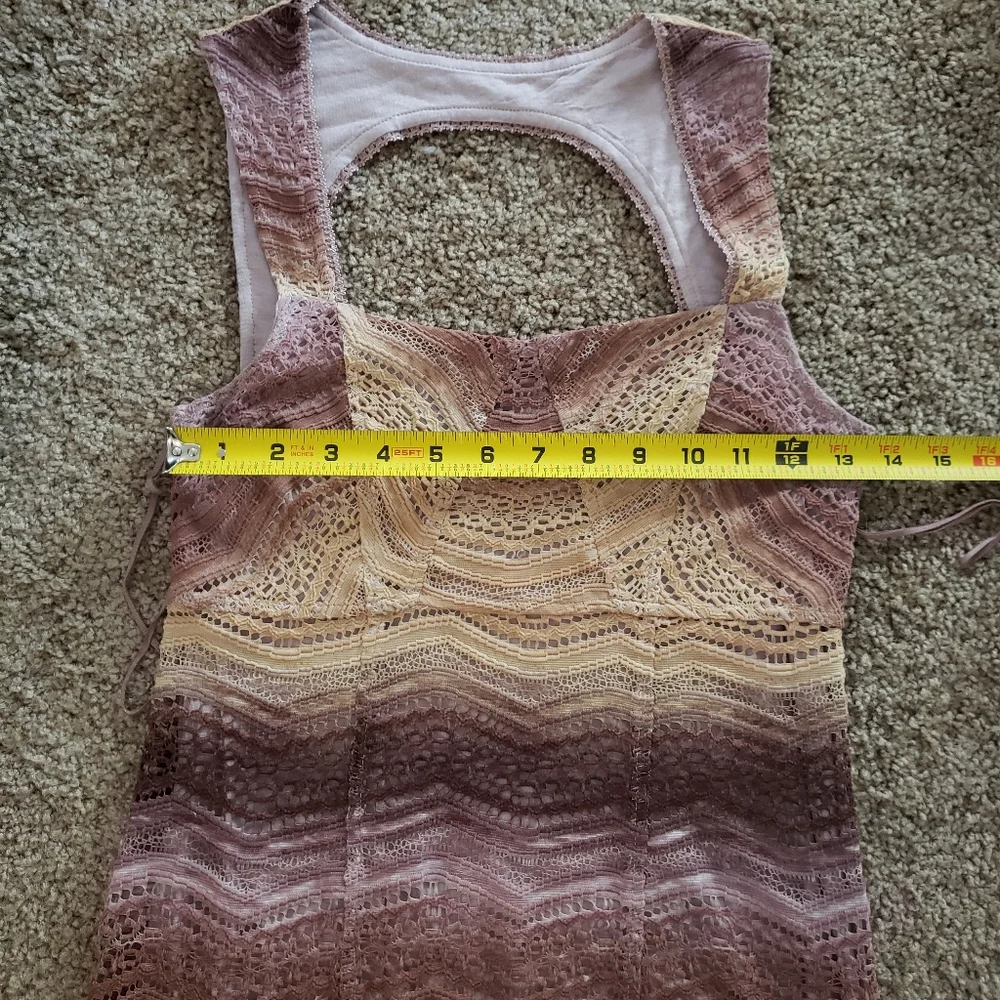 Free People Ombre Sunset Yellow Purple Lace Bodycon Mini Dress
